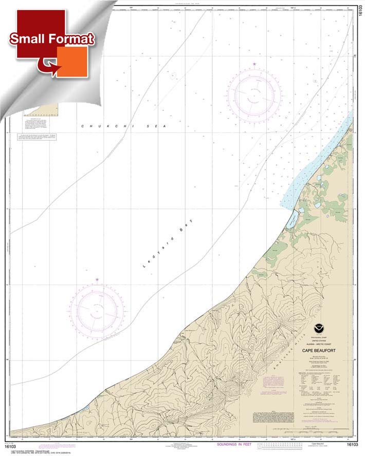 Small Format HISTORICAL NOAA Chart 16103: Cape Beaufort