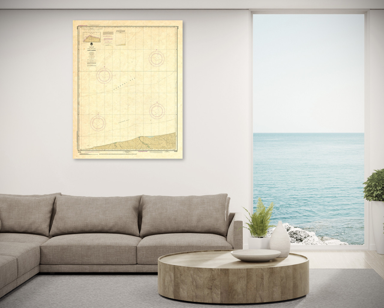 ANTIQUED HISTORICAL NOAA Chart 16104: Cape Sabine