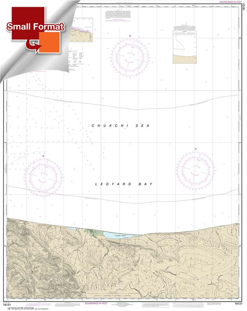 Small Format HISTORICAL NOAA Chart 16121: East of Cape Lisburne