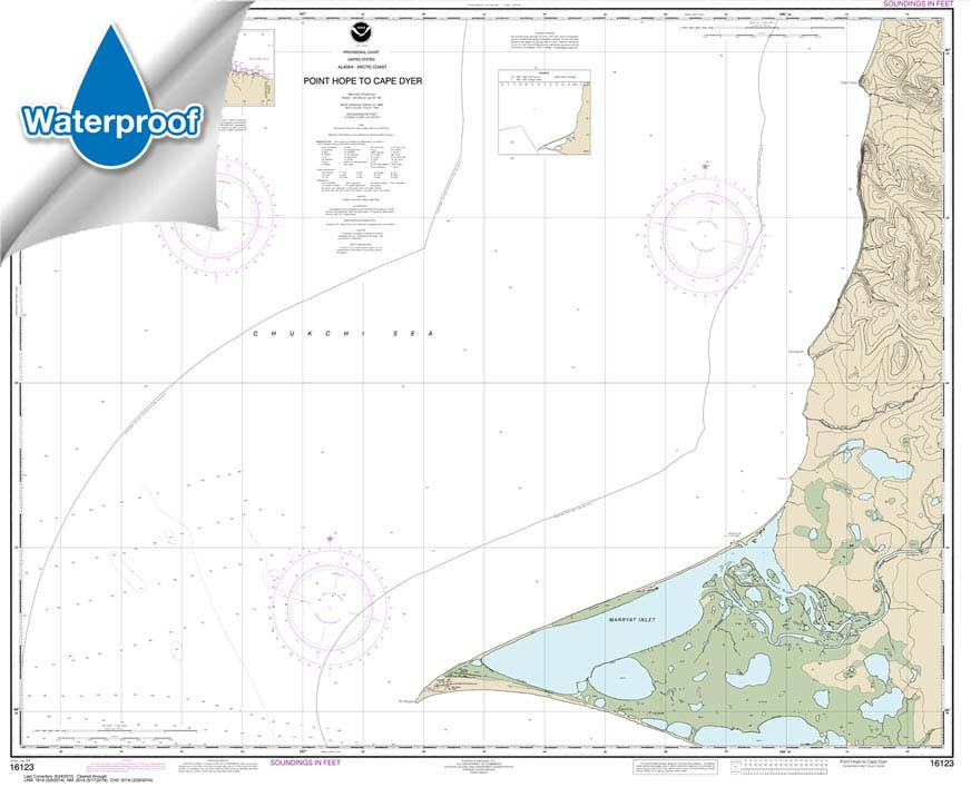Waterproof HISTORICAL NOAA Chart 16123: Point Hope to Cape Dyer