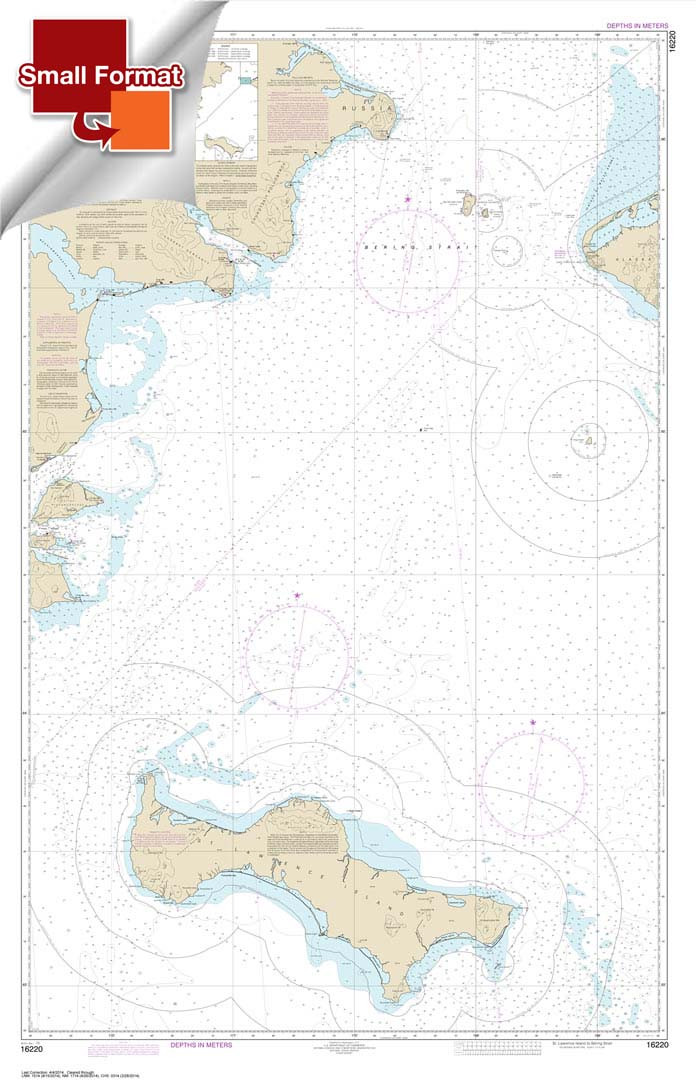 Small Format NOAA Chart 16220: Bering Sea St. Lawrence Island to Bering Strait
