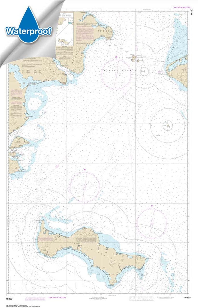 Waterproof NOAA Chart 16220: Bering Sea St. Lawrence Island to Bering Strait