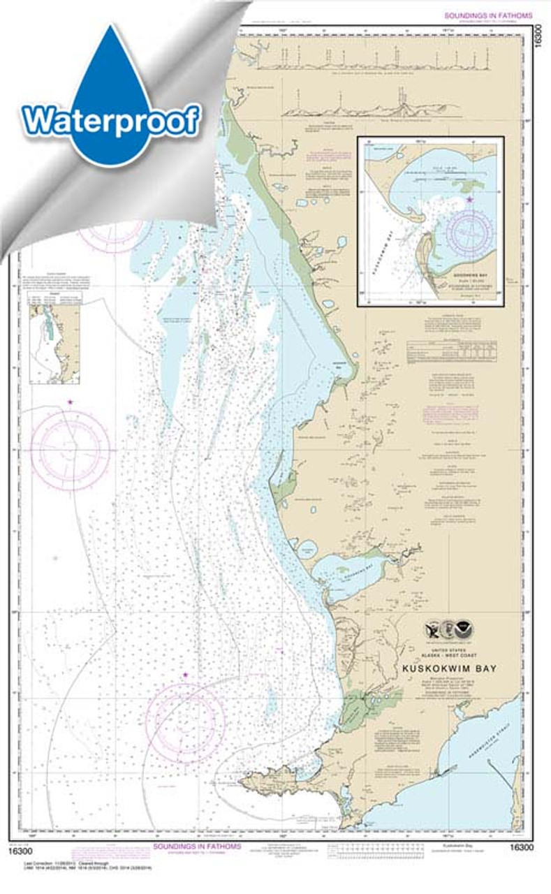 Waterproof NOAA Chart 16300: Kuskokwim Bay;Goodnews Bay