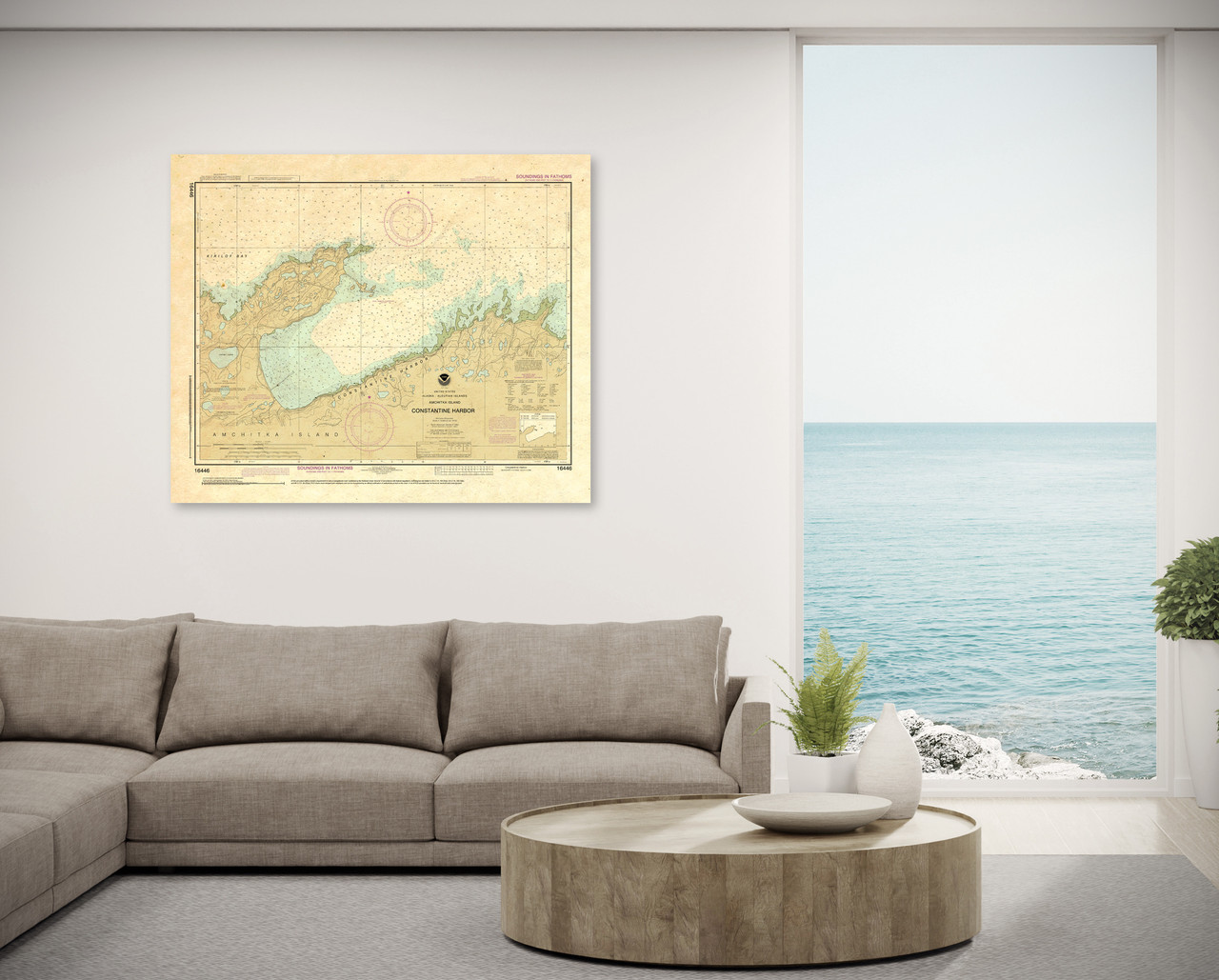 ANTIQUED HISTORICAL NOAA Chart 16446: Constantine Harbor: Amchitka Island ANTIQUED HISTORICAL NOAA Chart 16446: Constantine Harbor: Amchitka Island