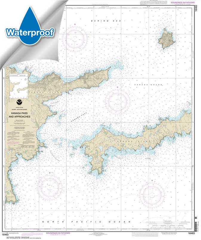 Waterproof HISTORICAL NOAA Chart 16463: Kanaga Pass and approaches