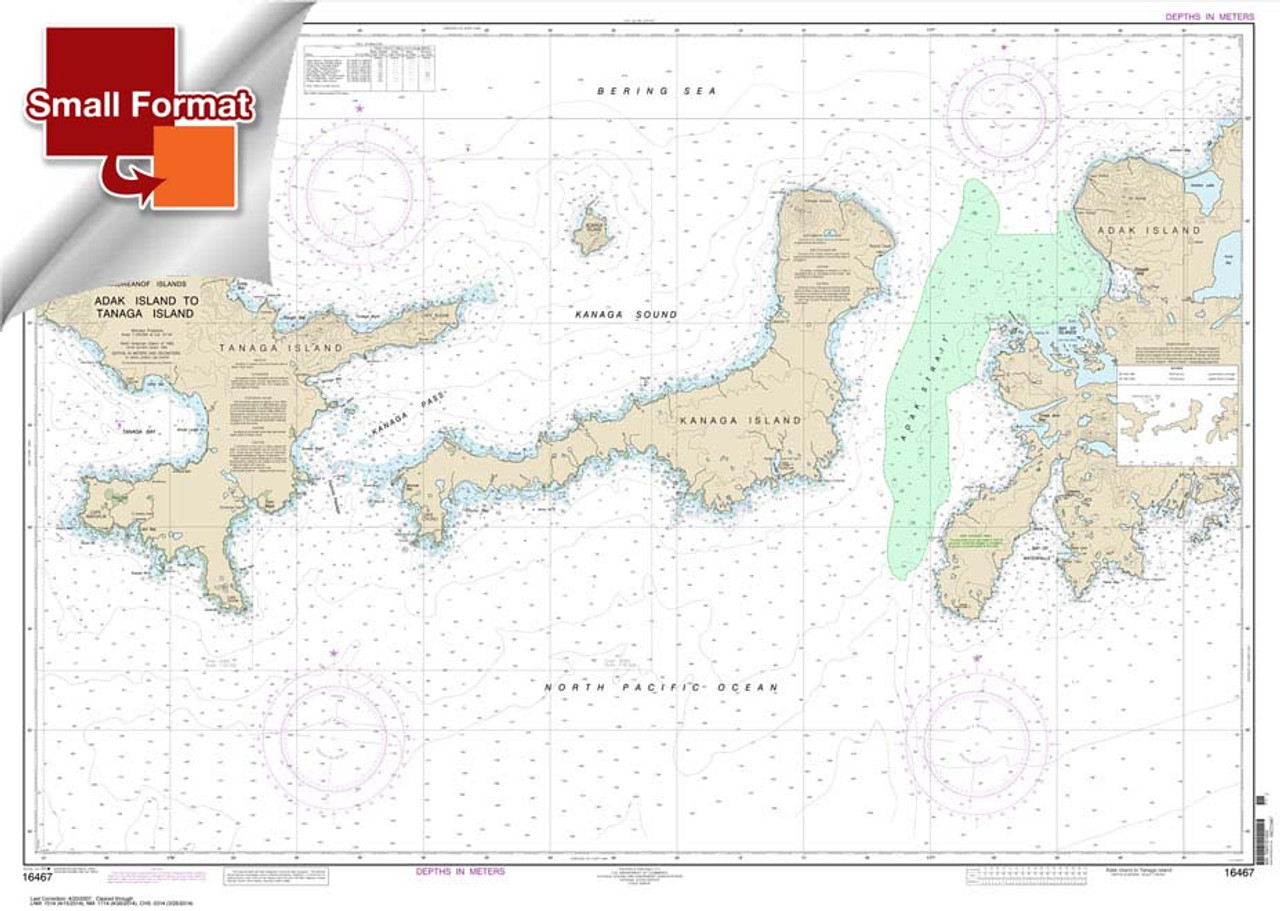 Small Format HISTORICAL NOAA Chart 16467: Adak Island to Tanaga Island