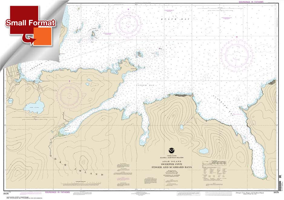 Small Format HISTORICAL NOAA Chart 16476: Sweeper Cove: Finger and Scabbard Bays