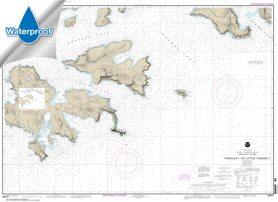 Waterproof HISTORICAL NOAA Chart 16477: Tagalak Island to Little Tanaga l.
