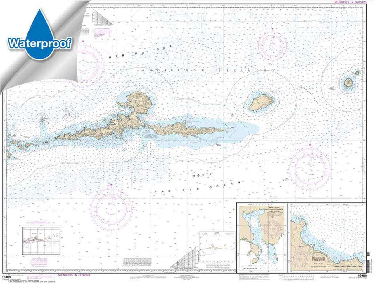 Waterproof NOAA Chart 16480: Amkta Island to Igitkin Island;Finch Cove Seguam Island;Sviechnikof Harbor: Amilia Island Waterproof NOAA Chart 16480: Amkta Island to Igitkin Island;Finch Cove Seguam Island;Sviechnikof Harbor: Amilia Island