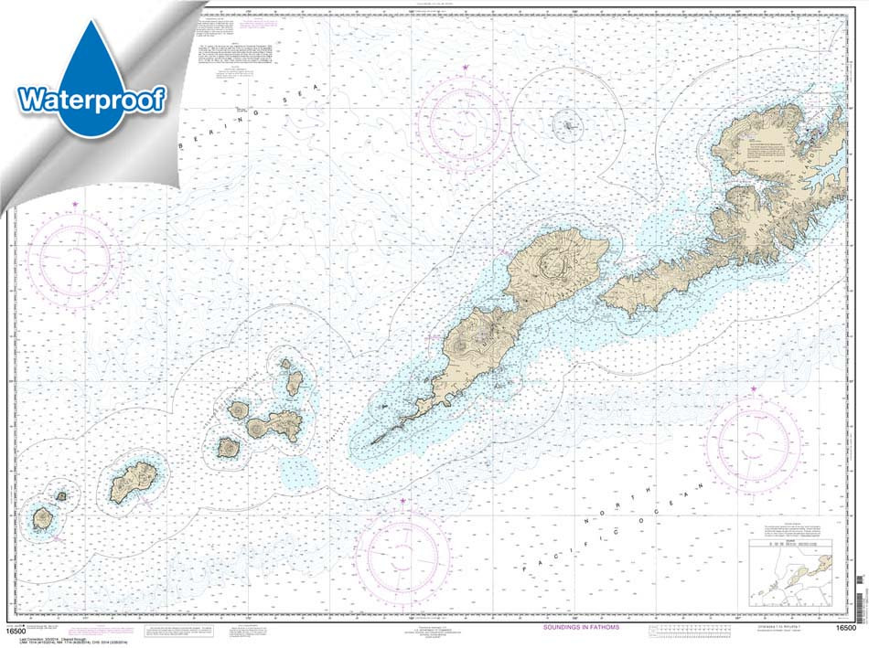 Waterproof NOAA Chart 16500: Unalaska l. to Amukta l.