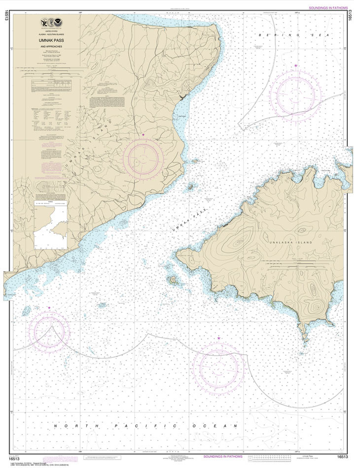 HISTORICAL NOAA Chart 16513: Unalaska Island Umnak Pass and approaches