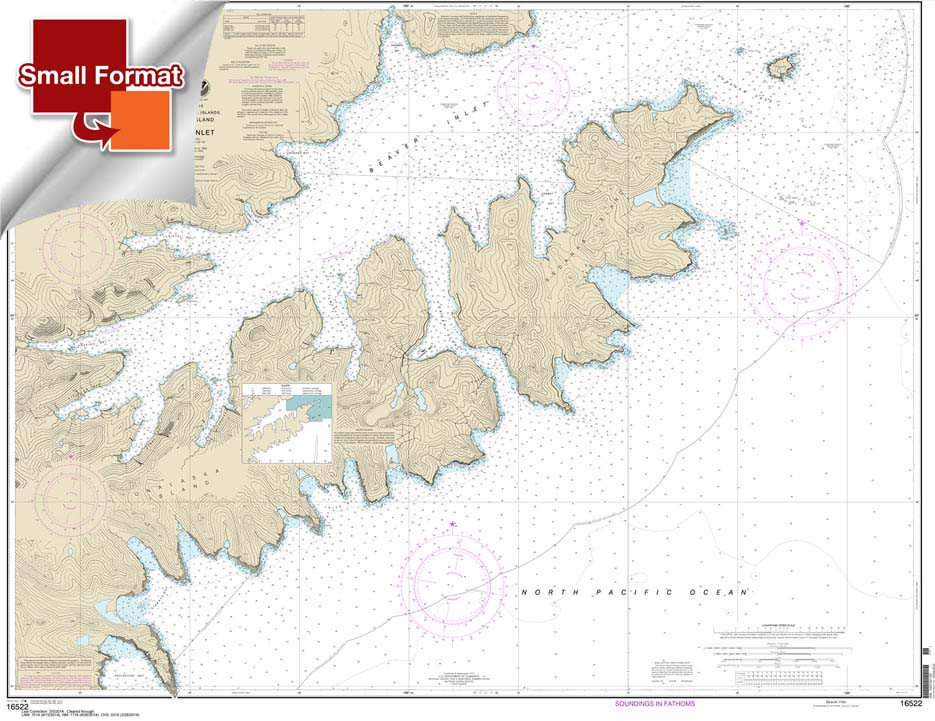Small Format HISTORICAL NOAA Chart 16522: Beaver Inlet