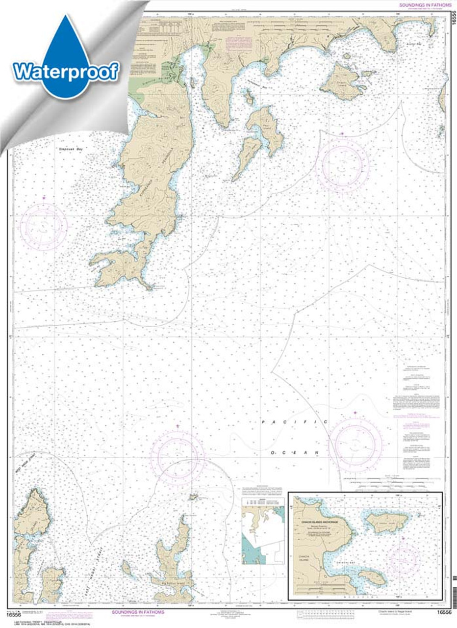 Waterproof HISTORICAL NOAA Chart 16556: Chiachi Island to Nagai Island;Chiachi Islands Anchorage