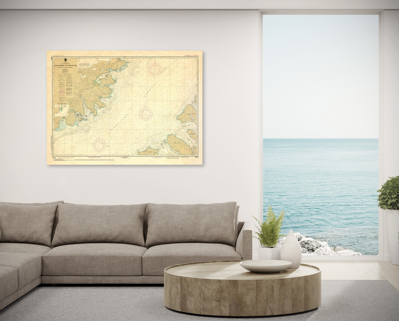 ANTIQUED NOAA Chart 16576: Shelikof Strait-Cape Nukshak to Dakavak Bay ANTIQUED NOAA Chart 16576: Shelikof Strait-Cape Nukshak to Dakavak Bay