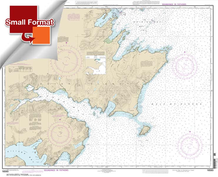 Small Format NOAA Chart 16593: Chiniak Bay to Dangerous Cape