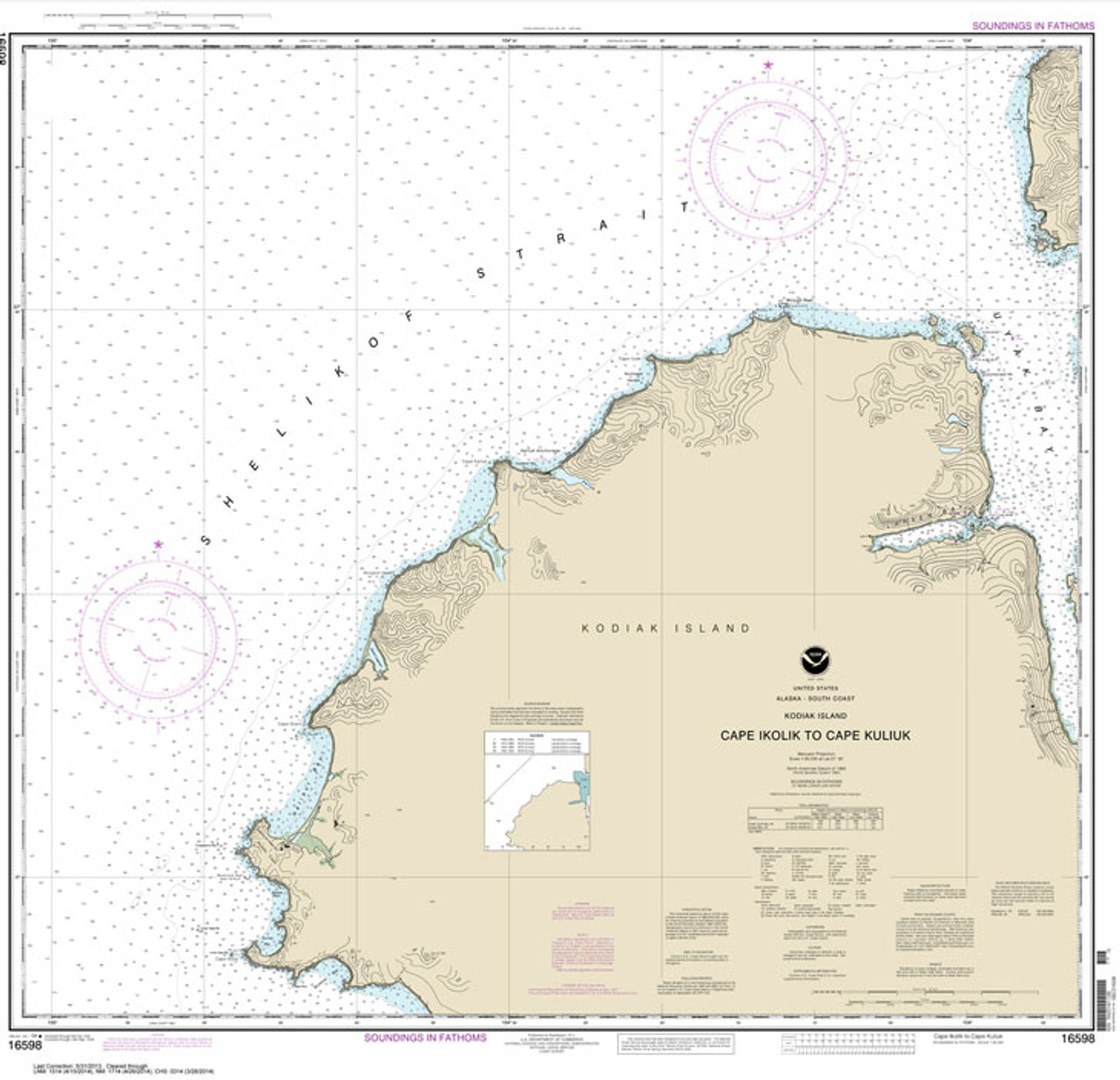 HISTORICAL NOAA Chart 16598: Cape Ikolik to Cape Kuliuk