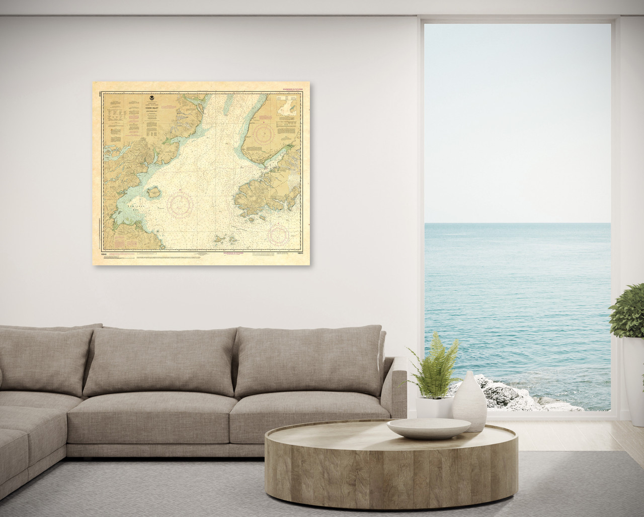 ANTIQUED NOAA Chart 16640: Cook Inlet-Southern Part