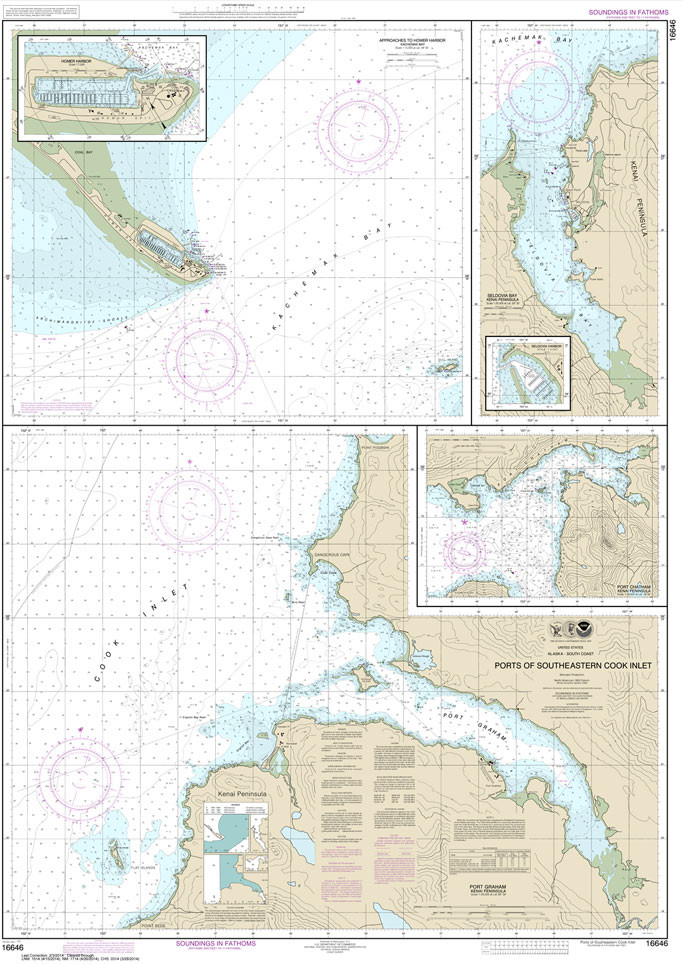 NOAA Chart 16646: Ports of Southeastern Cook Inlet Port Chatham;Port Graham;Seldovia Bay;Seldovia Harbor;Approaches to Homer Hbr;Homer Harbor