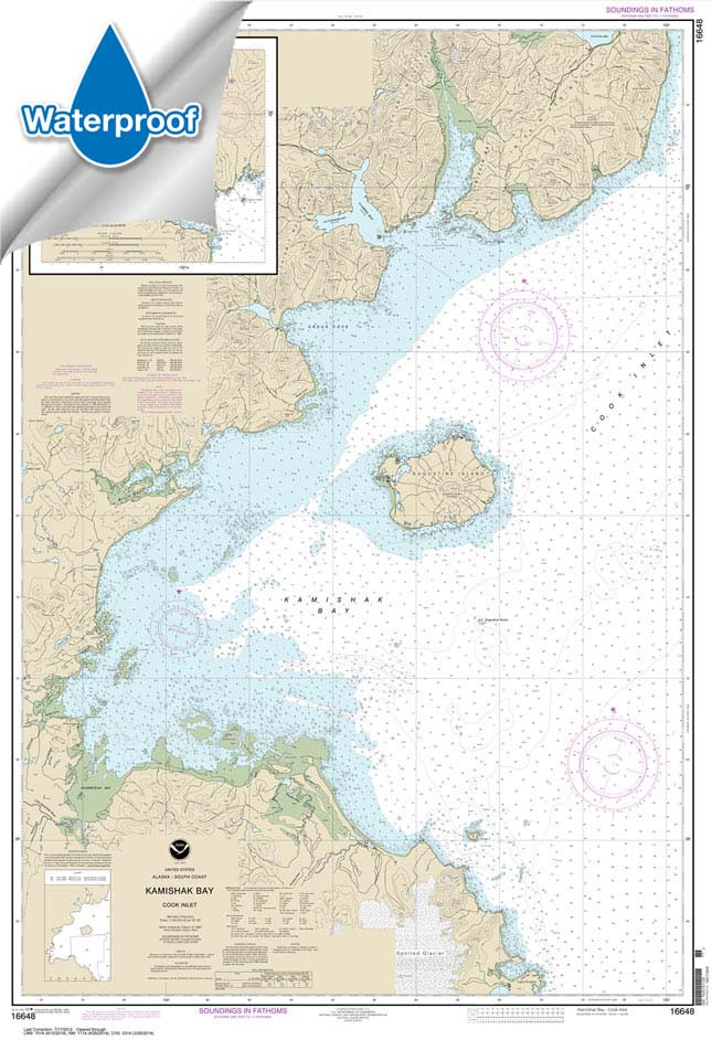 HISTORICAL WATERPROOF NOAA Chart 16648: Kamishak Bay;lliamna Bay
