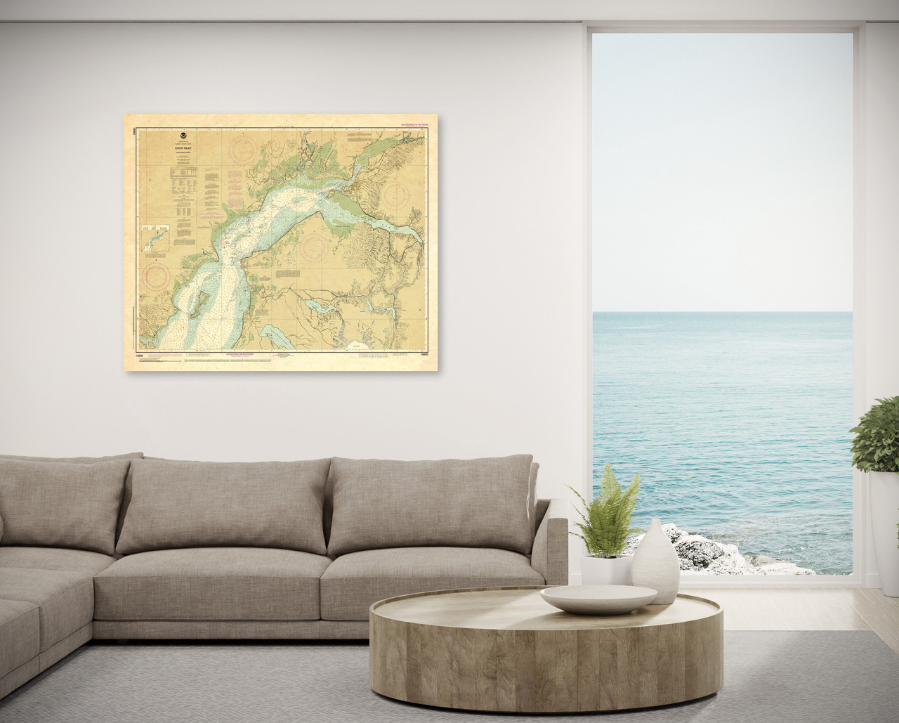 ANTIQUED NOAA Chart 16660: Cook Inlet-Northern Part