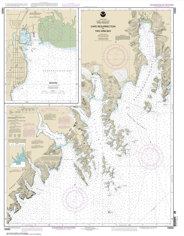 NOAA Chart 16682: Cape Resurrection to Two Arm Bay;Seward
