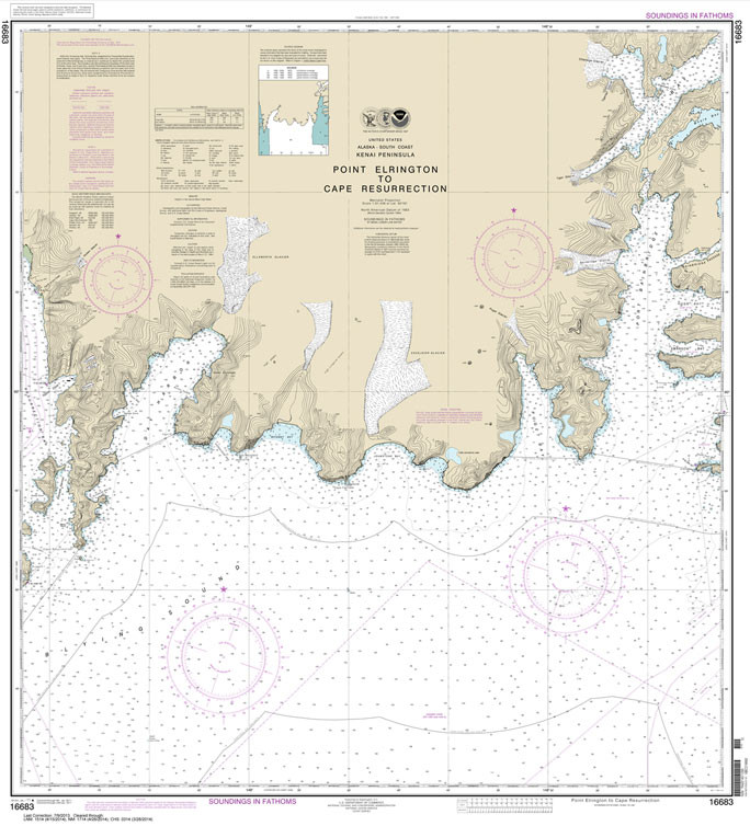 HISTORICAL NOAA Chart 16683: Point Elrington to Cape Resurrection