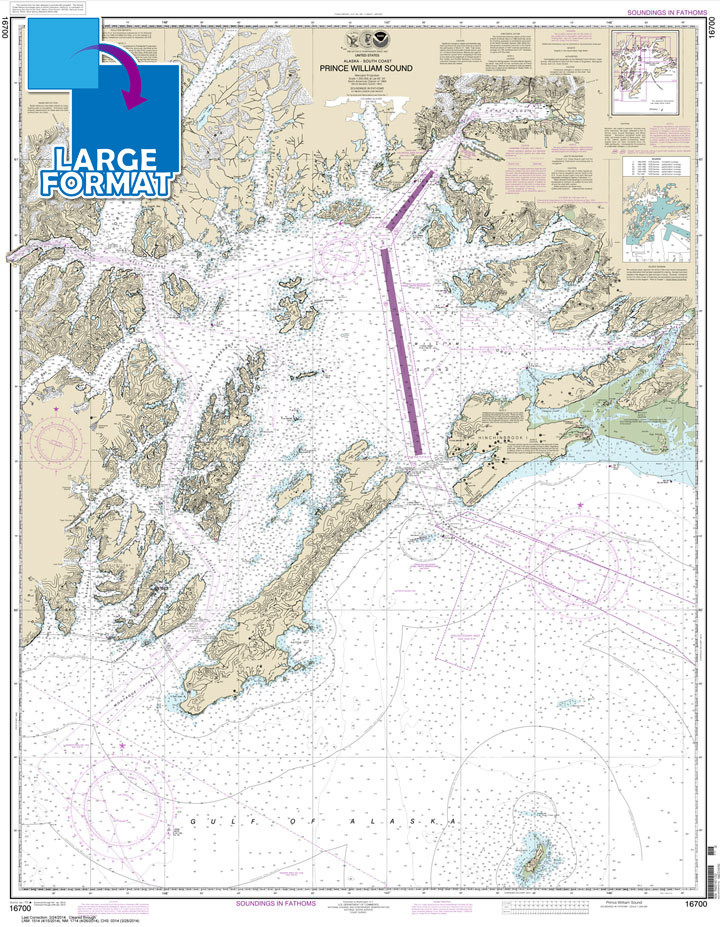 Large Format NOAA Chart 16700: Prince William Sound