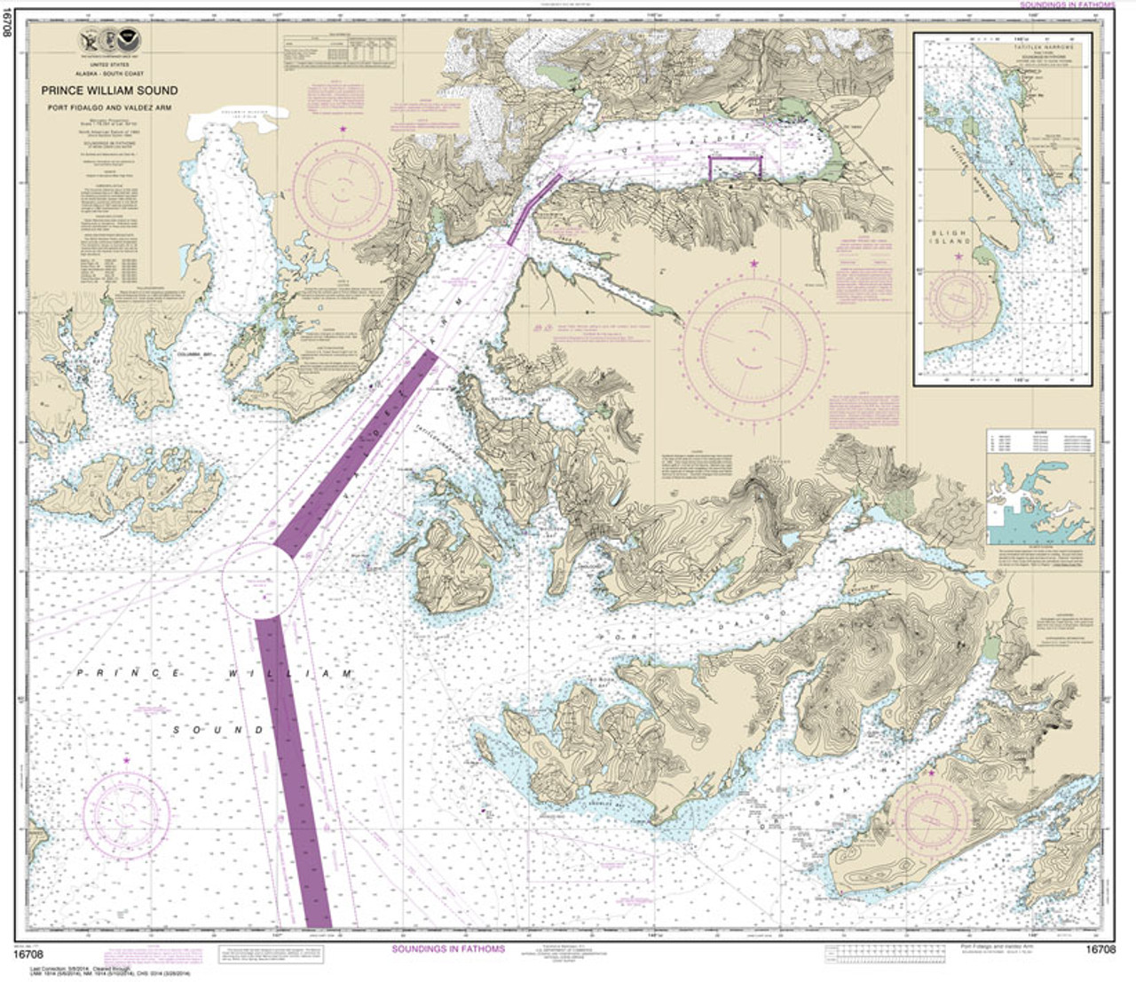 NOAA Chart 16708: Prince William Sound-Port Fidalgo and Valdez Arm;Tatitlek Narrows