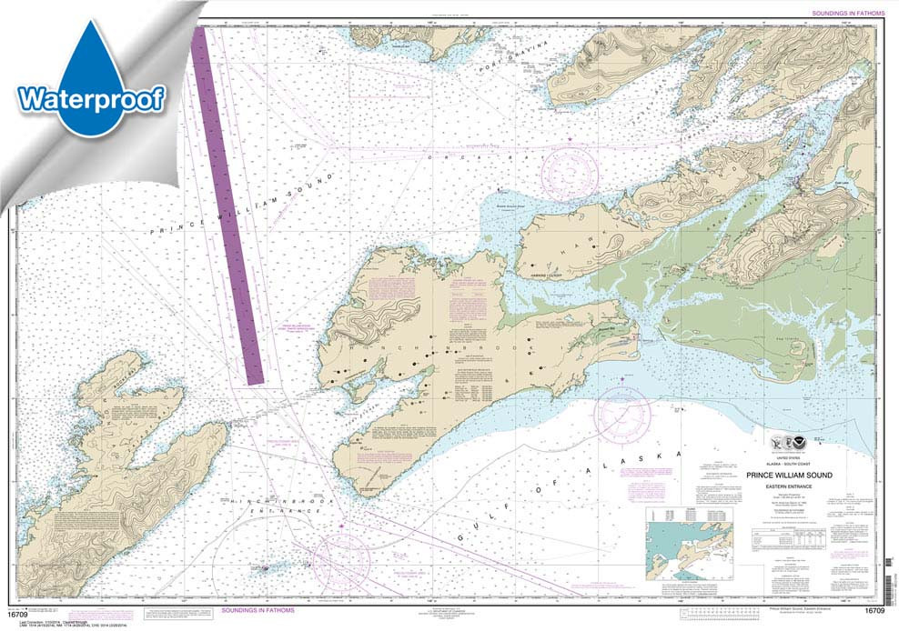 Waterproof NOAA Chart 16709: Prince William Sound-eastern entrance
