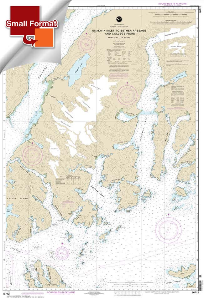 Small Format NOAA Chart 16712: Unakwik Inlet to Esther Passage and College Fiord