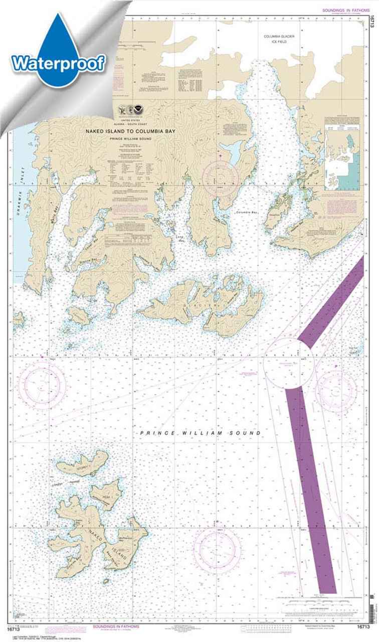 HISTORICAL WATERPROOF NOAA Chart 16713: Naked Island to Columbia Bay