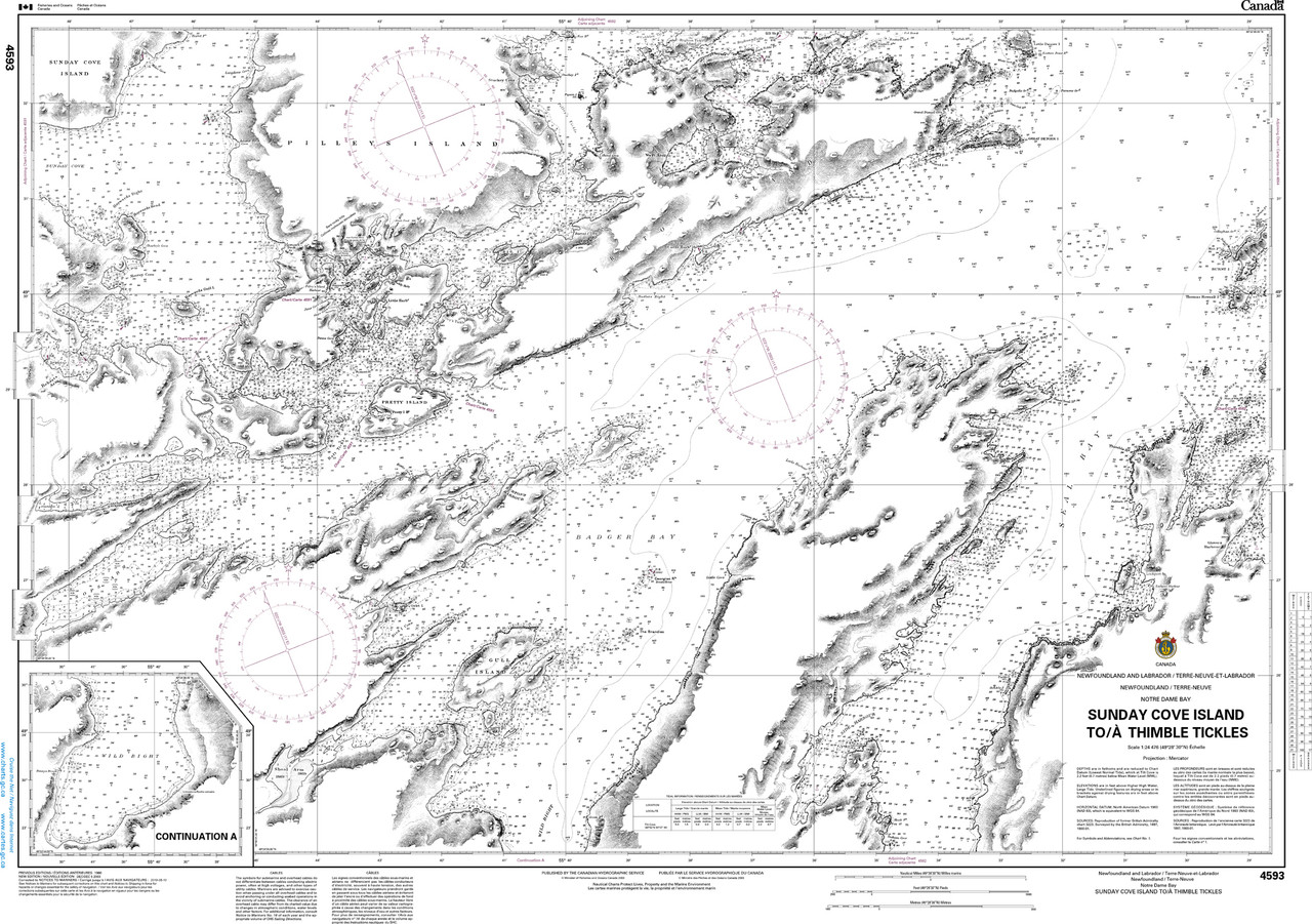 CHS Chart 4593: Sunday Cove Island to/Ã  Thimble Tickles