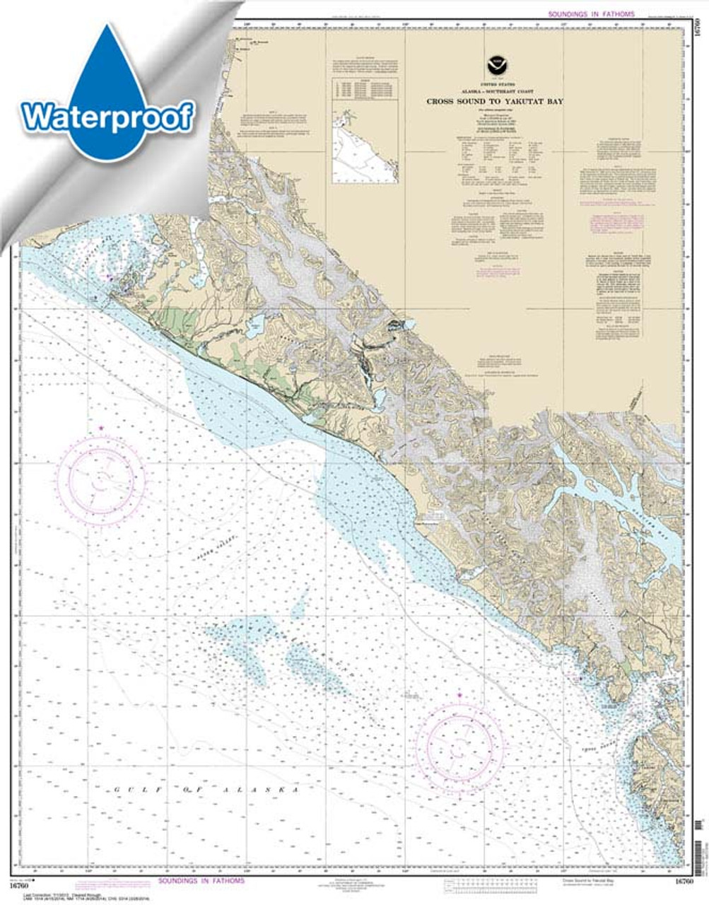 Waterproof NOAA Chart 16760: Cross Sound to Yakutat Bay Waterproof NOAA Chart 16760: Cross Sound to Yakutat Bay
