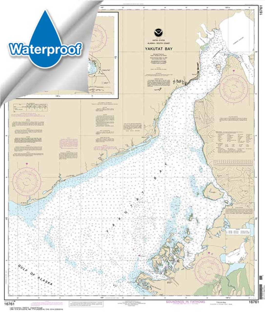 HISTORICAL WATERPROOF NOAA Chart 16761: Yakutat Bay;Yakutat Harbor HISTORICAL WATERPROOF NOAA Chart 16761: Yakutat Bay;Yakutat Harbor
