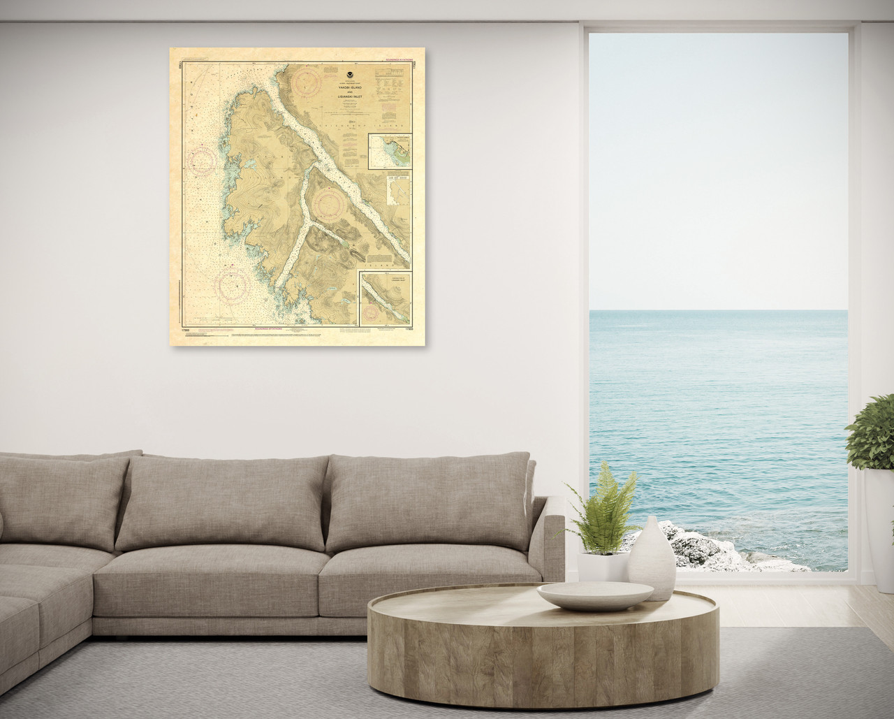 ANTIQUED NOAA Waterproof Chart 17303: Yakobi Island and Lisianski Inlet;Pelican