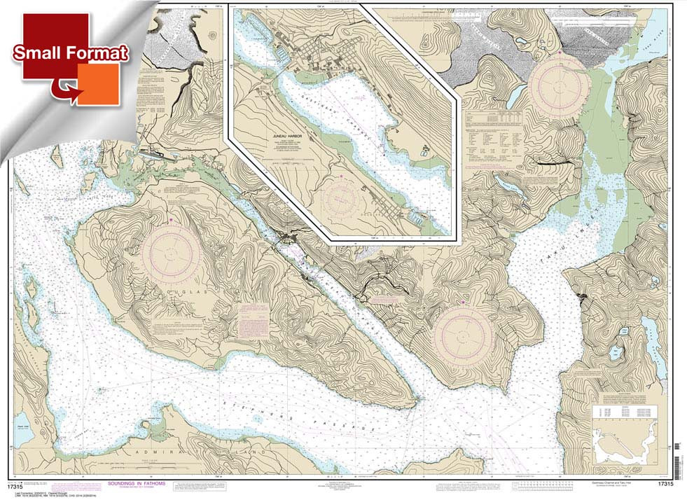 Small Format NOAA Chart 17315: Gastineau Channel and Taku Inlet;Juneau Harbor