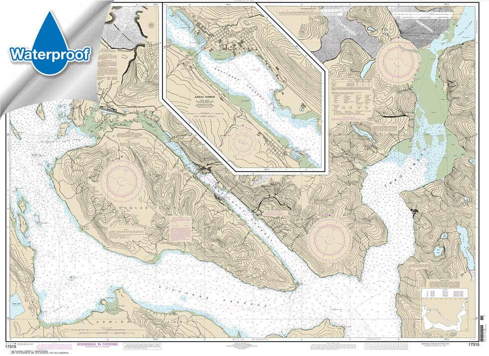 Waterproof NOAA Chart 17315: Gastineau Channel and Taku Inlet;Juneau Harbor