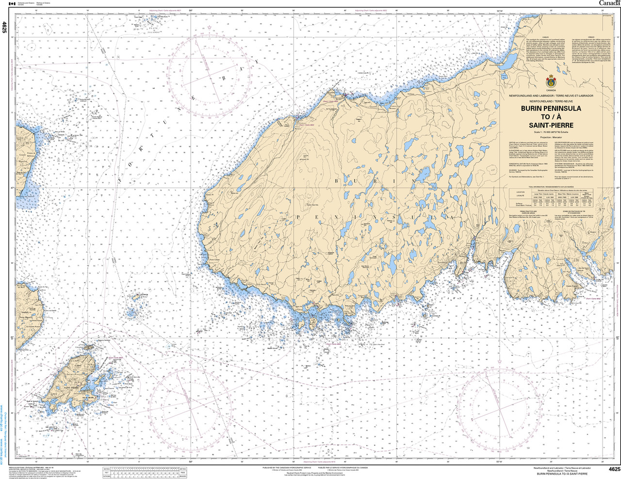 CHS Chart 4625: Burin Peninsula to/Ã  Saint-Pierre