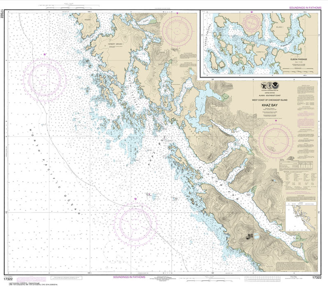 HISTORICAL NOAA Chart 17322: Khaz Bay: Chichagof Island Elbow Passage