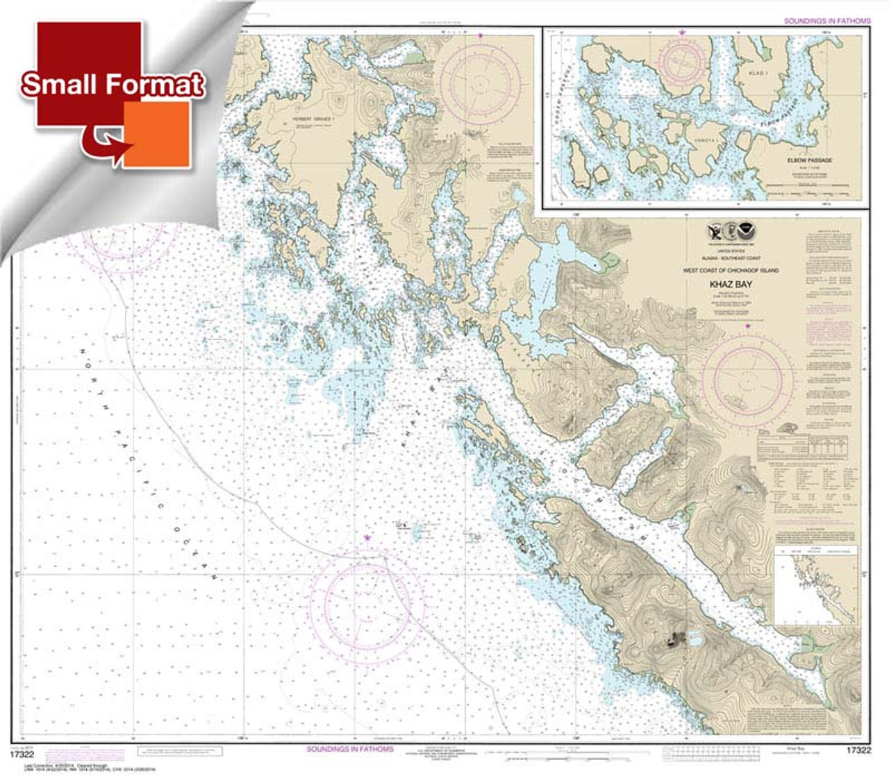 HISTORICAL SMALL FORMAT NOAA Chart 17322: Khaz Bay: Chichagof Island Elbow Passage