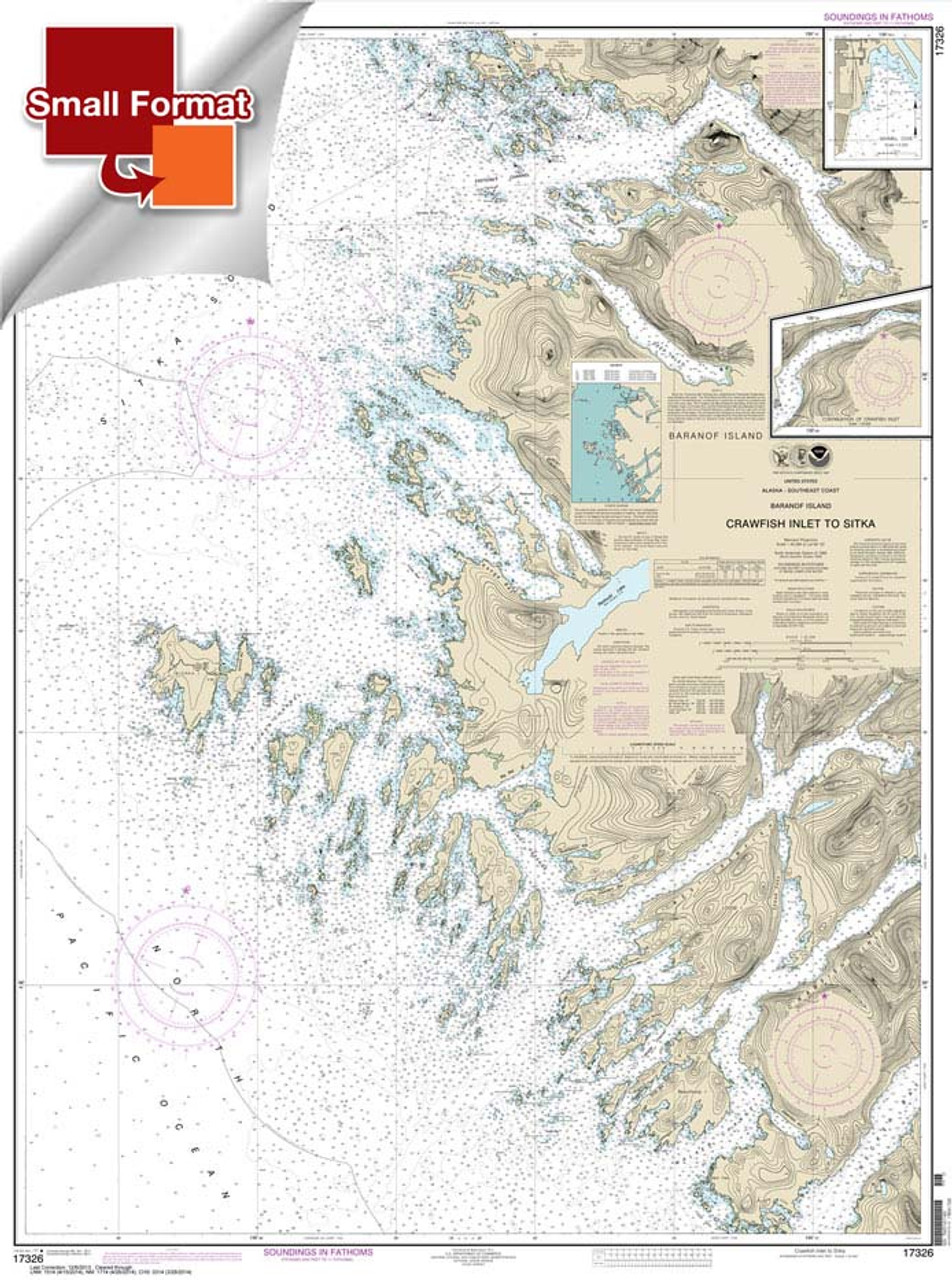 Small Format NOAA Chart 17326: Crawfish Inlet to Sitka: Baranof I.;Sawmill Cove