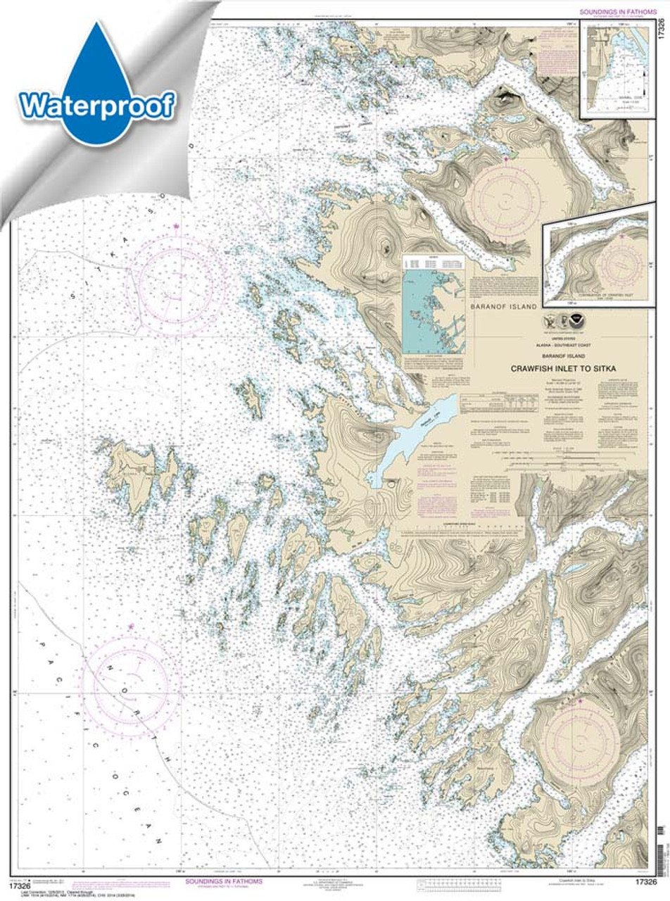 Waterproof NOAA Chart 17326: Crawfish Inlet to Sitka: Baranof I.;Sawmill Cove