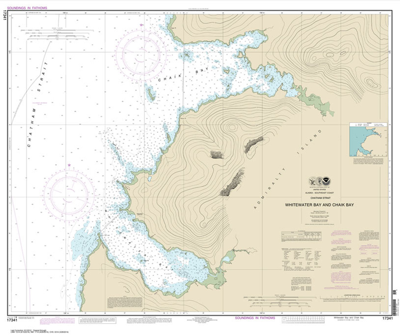 HISTORICAL NOAA Chart 17341: Whitewater Bay and Chaik Bay: Chatham Strait HISTORICAL NOAA Chart 17341: Whitewater Bay and Chaik Bay: Chatham Strait