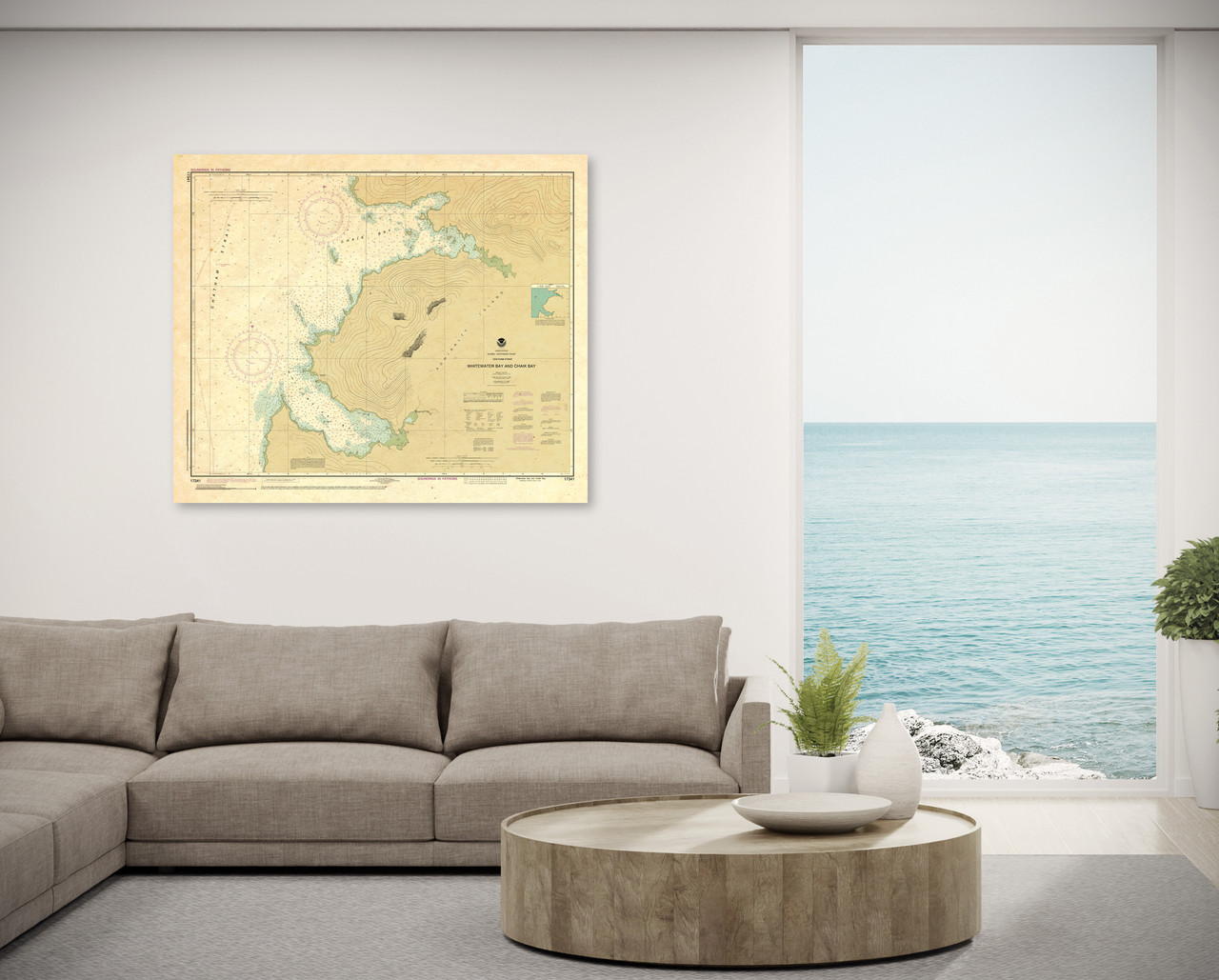 ANTIQUED NOAA Chart 17341: Whitewater Bay and Chaik Bay: Chatham Strait ANTIQUED NOAA Chart 17341: Whitewater Bay and Chaik Bay: Chatham Strait