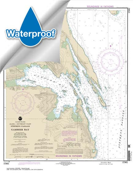 HISTORICAL WATERPROOF NOAA Chart 17362: Gambier Bay: Stephens Passage