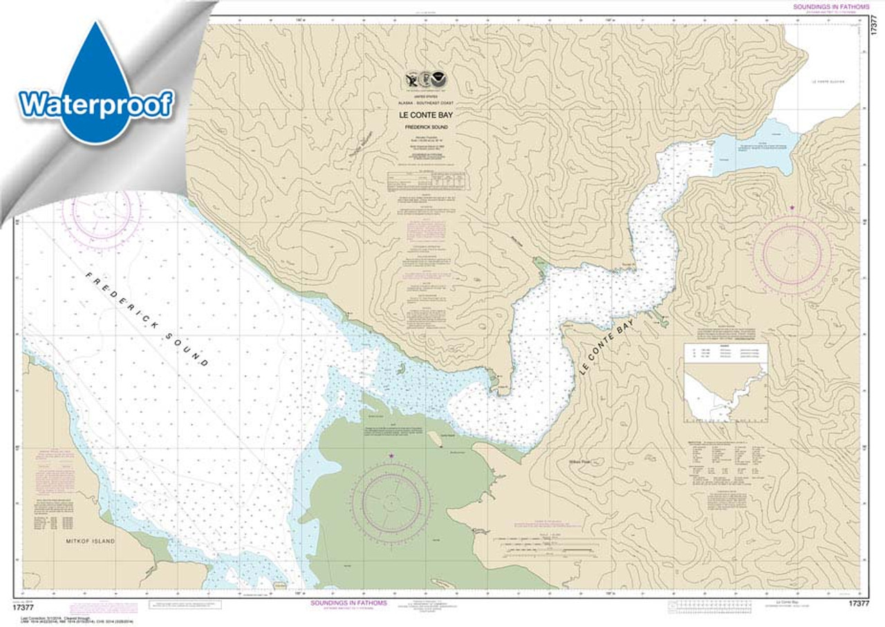 HISTORICAL WATERPROOF NOAA Chart 17377: Le Conte Bay