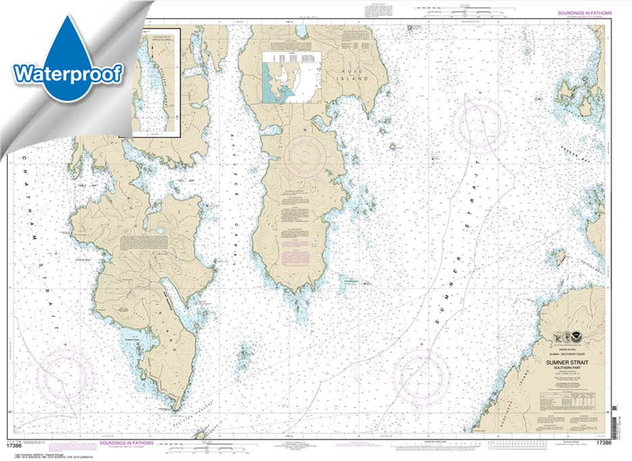 HISTORICAL WATERPROOF NOAA Chart 17386: Sumner Strait-Southern part