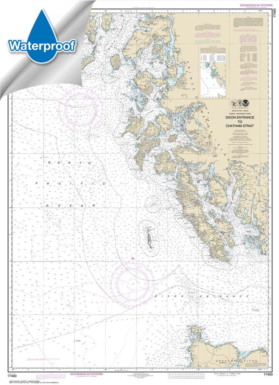 HISTORICAL WATERPROOF NOAA Chart 17400: Dixon Entrance to Chatham Strait