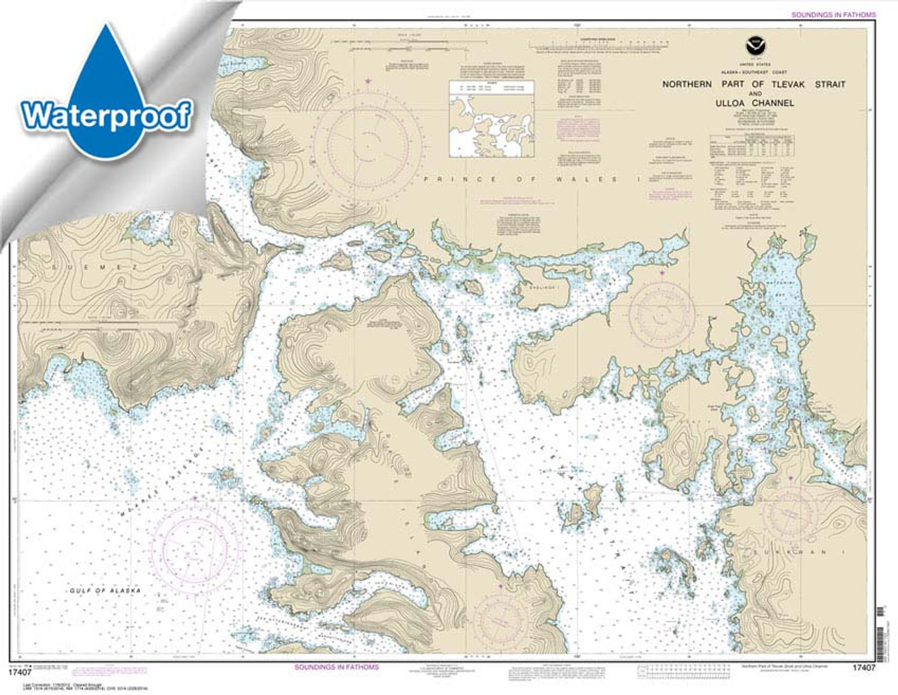 HISTORICAL WATERPROOF NOAA Chart 17407: Northern part of Tlevak Strait and Uloa Channel