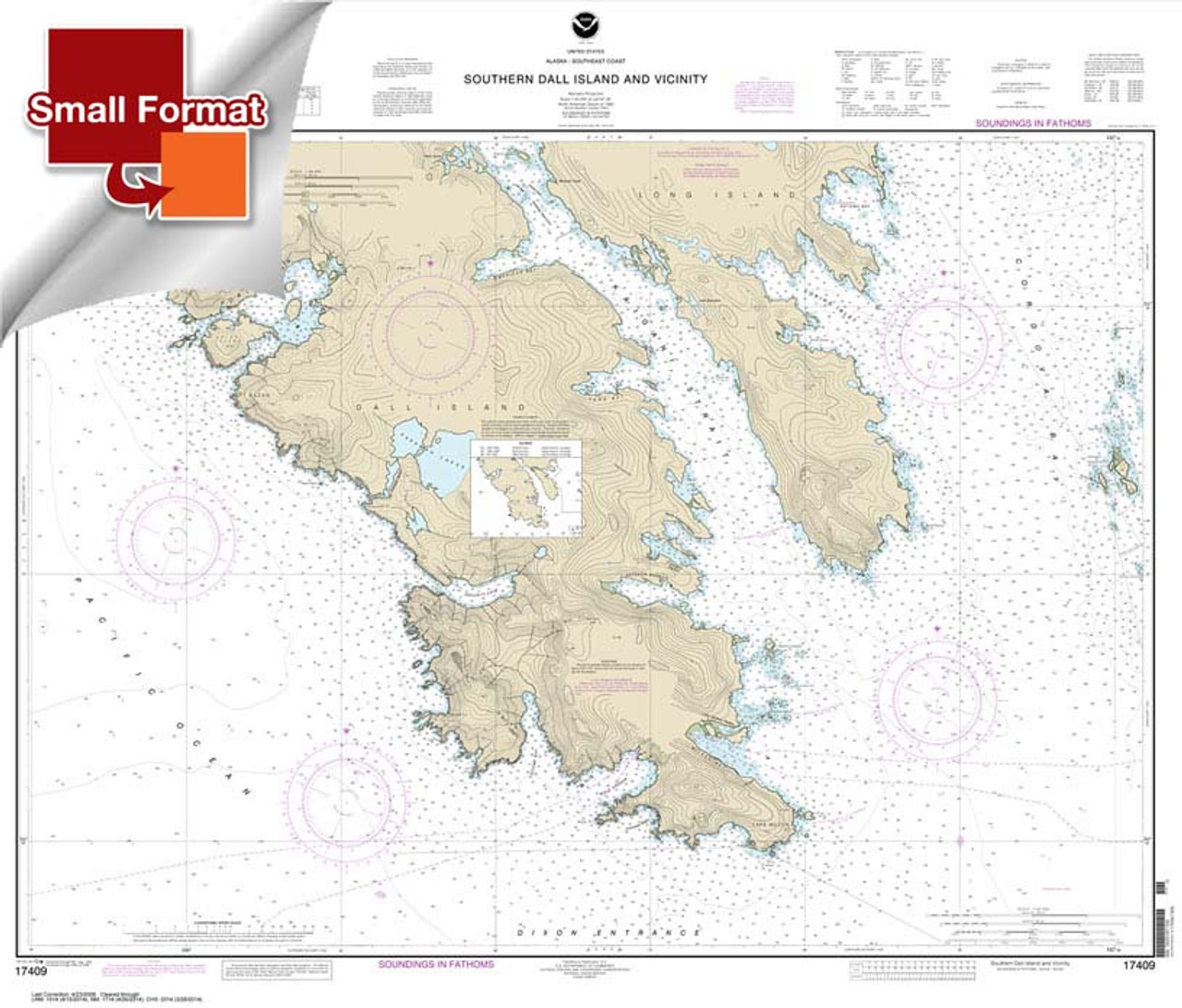 Small Format HISTORICAL NOAA Chart 17409: Southern Dall Island and vicinity